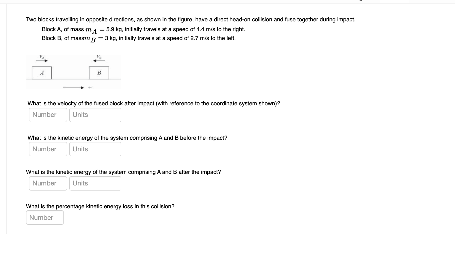 Solved Two blocks travelling in opposite directions, as | Chegg.com