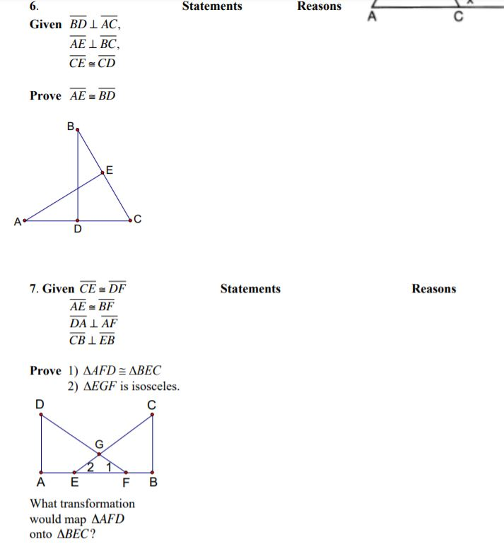 Solved 6 Statements Reasons A Given lac Ae 1 Vs Ce Cd Chegg Com