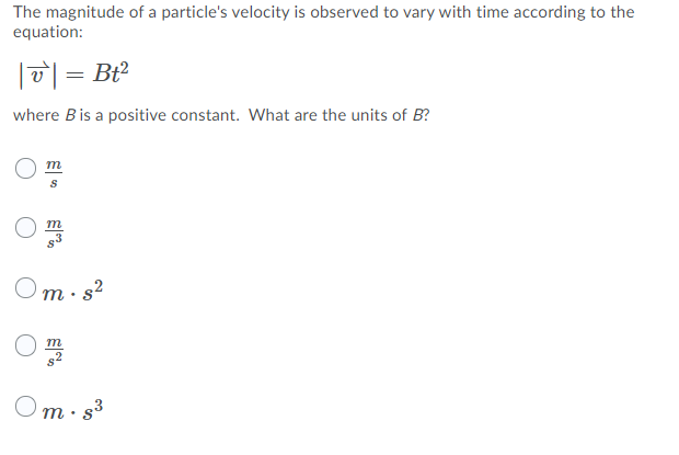 Solved The magnitude of a particle's velocity is observed to | Chegg.com