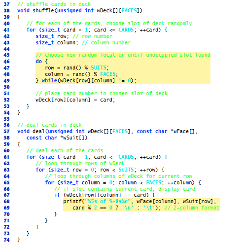 Solved 15 1 // Fig. 7.24: fig07_24.C 2 // Card shuffling and | Chegg.com