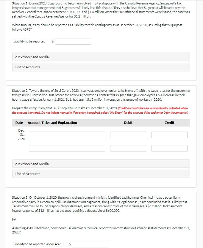 Solved Situation 1: During 2020, Sugarpost Inc. became | Chegg.com