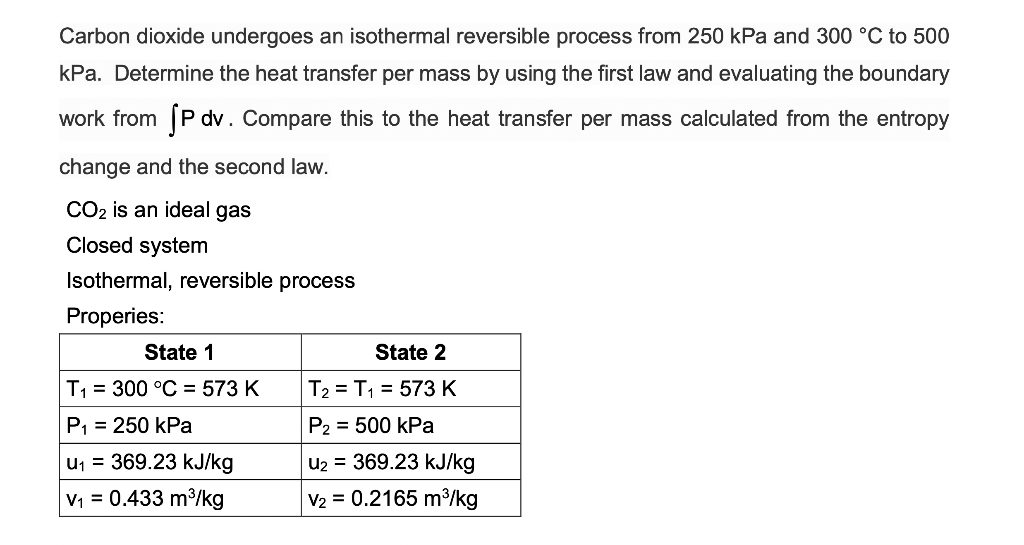 Solved Carbon dioxide undergoes an isothermal reversible | Chegg.com