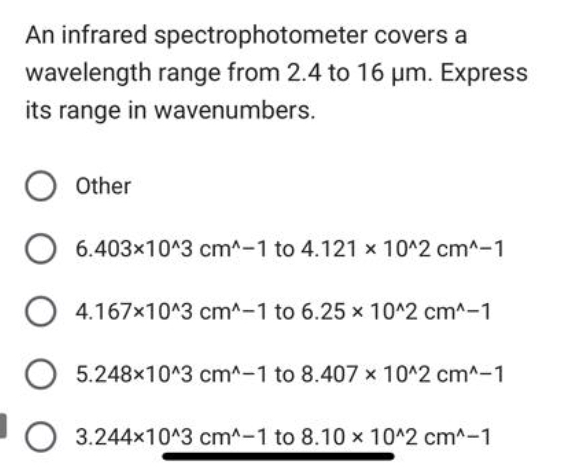 Solved An infrared spectrophotometer covers awavelength | Chegg.com