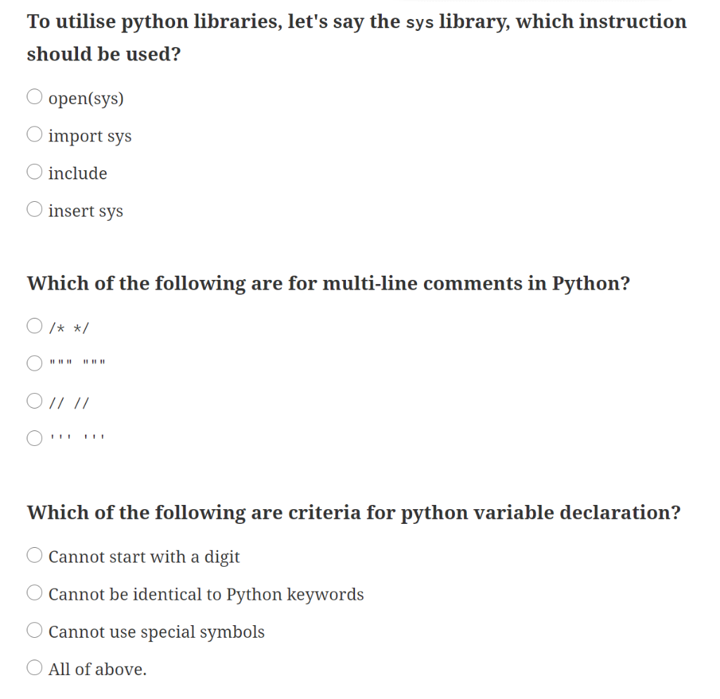 Solved To utilise python libraries, let's say the sys | Chegg.com