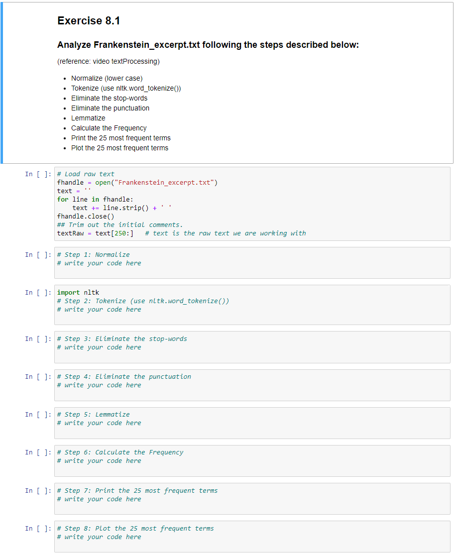 Solved Analyze Frankenstein_excerpt.txt following the