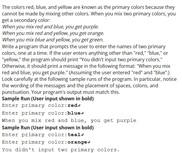 Solved The colors red, blue, and yellow are known as the