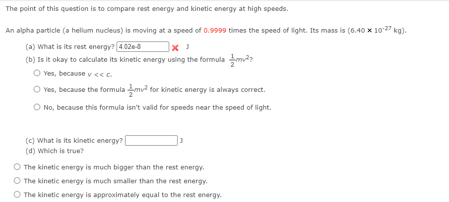 Solved The point of this question is to compare rest energy | Chegg.com