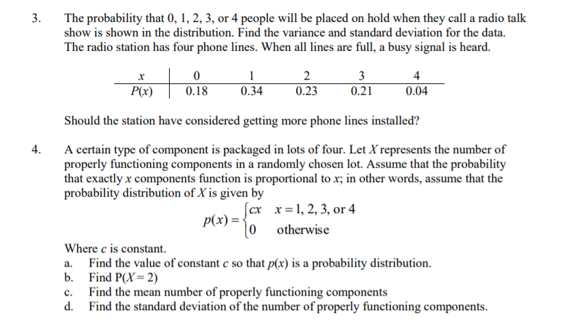 Solved 3. The probability that 0, 1, 2, 3, or 4 people will | Chegg.com