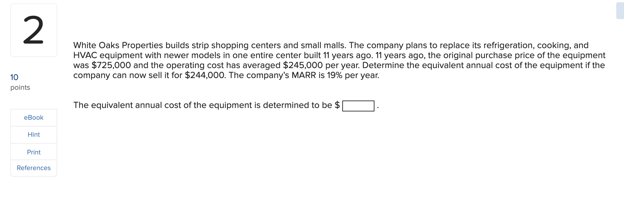 Solved White Oaks Properties builds strip shopping centers