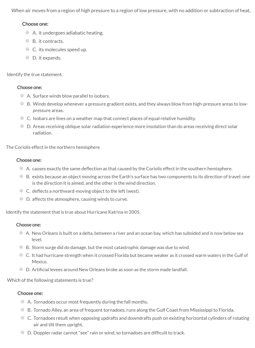 Solved When air moves from a region of high pressure to a