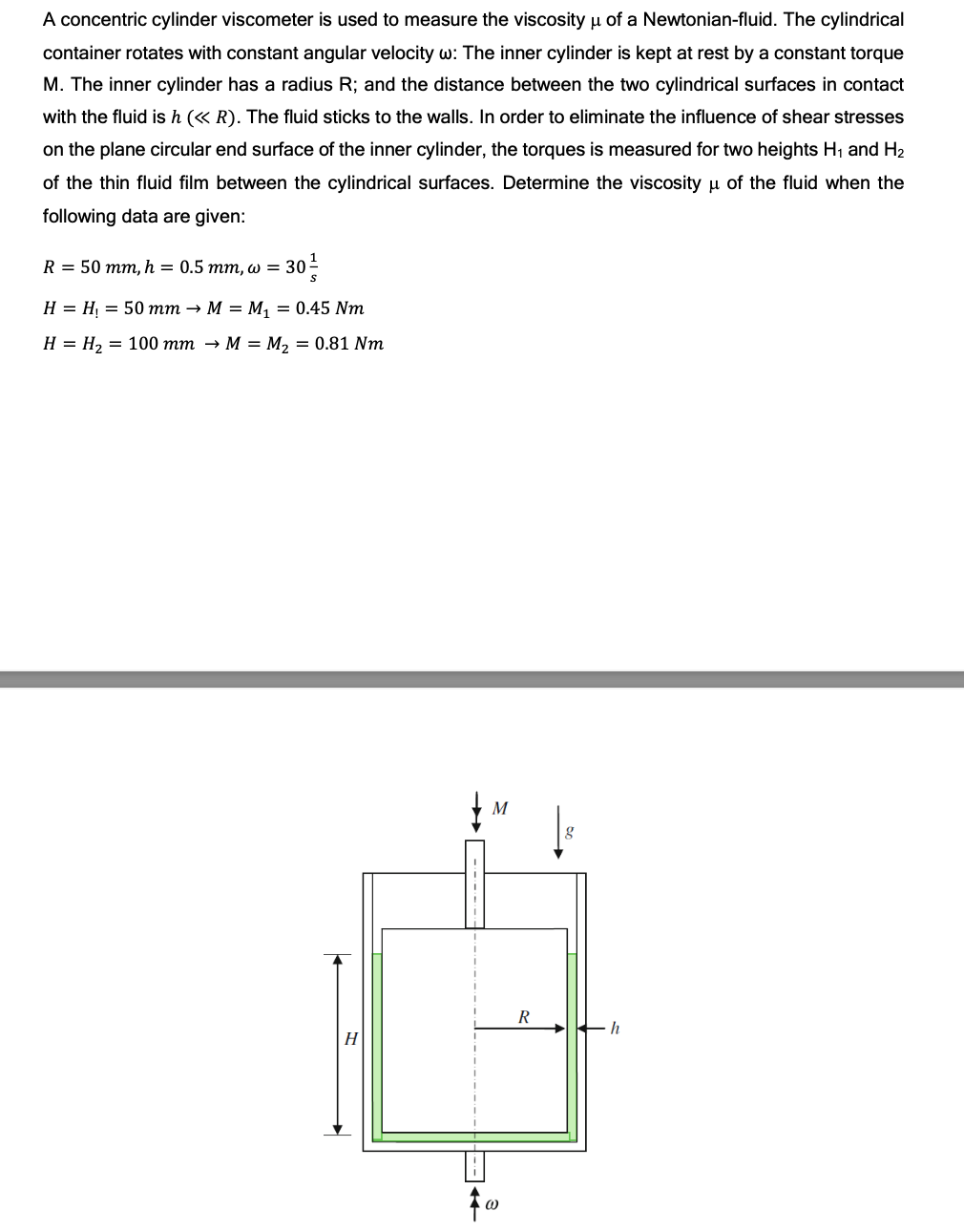Solved A concentric cylinder is used to measure