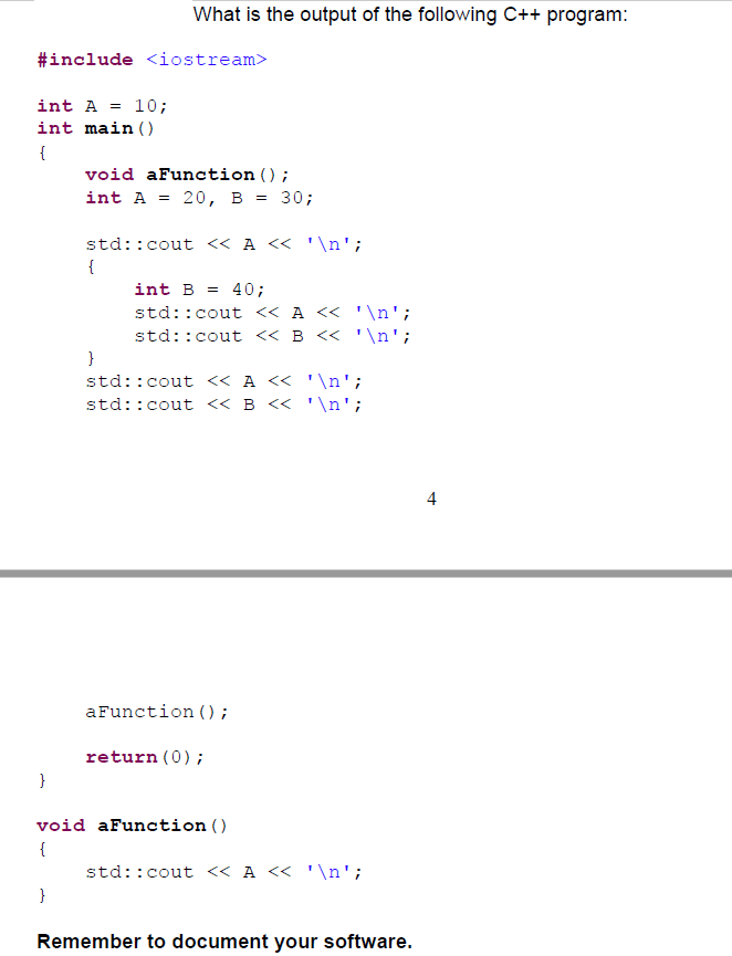 Solved What is the output of the following C++ program: | Chegg.com