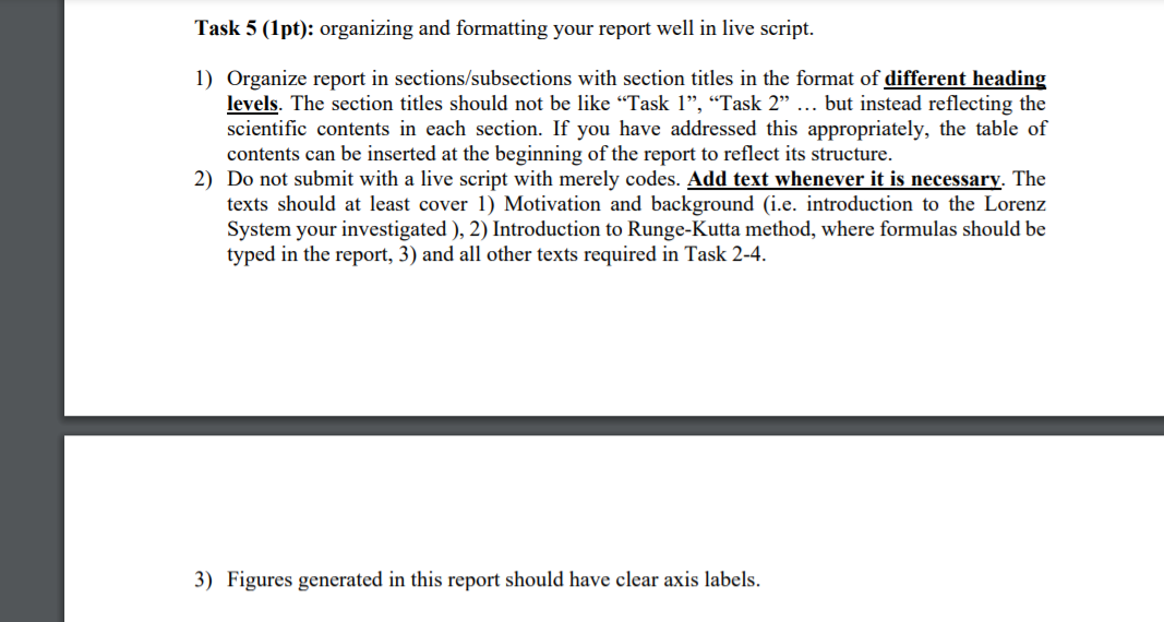 Task 5 (1pt): organizing and formatting your report | Chegg.com