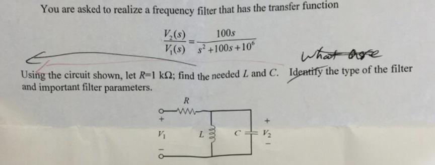 Solved You are asked to realize a frequency filter that has | Chegg.com