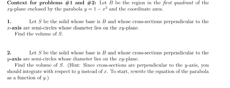 Solved Context For Problems \#1 And \#2: Let B Be The Region | Chegg.com