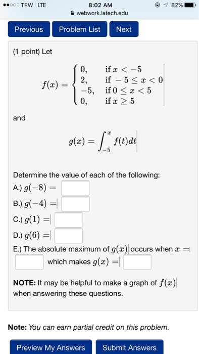 Solved 8:02 AM 82% webwork latech.edu Previous Problem List | Chegg.com