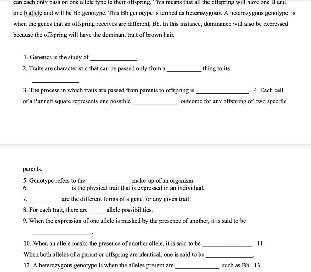 Solved Practice with Monohybrid Punnett Squares Read the | Chegg.com