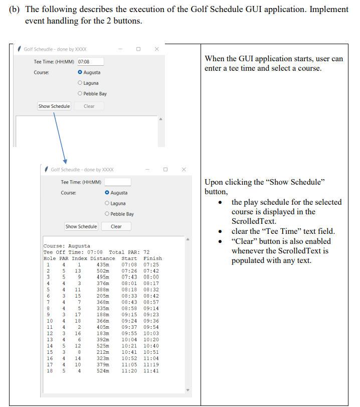 Write a Python GUI application to allow golfer to | Chegg.com