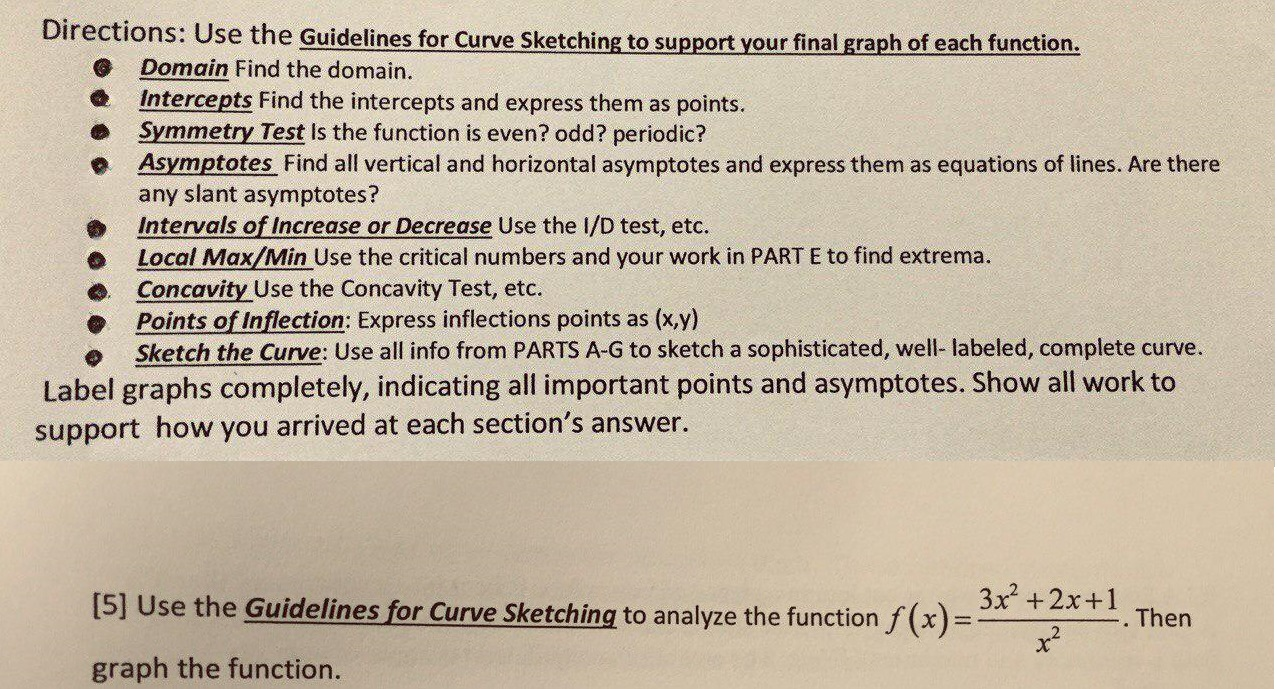 Solved Directions: Use The Guidelines For Curve Sketching To | Chegg.com