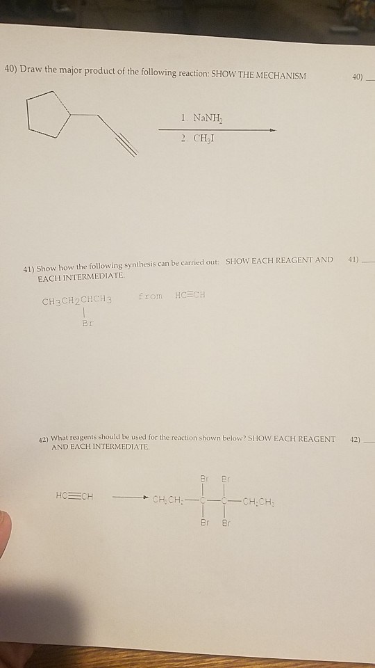 Solved 40) Draw the major product of the following reaction: | Chegg.com