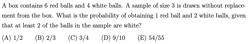 Solved A box contains 6 red balls and 4 white balls. A | Chegg.com