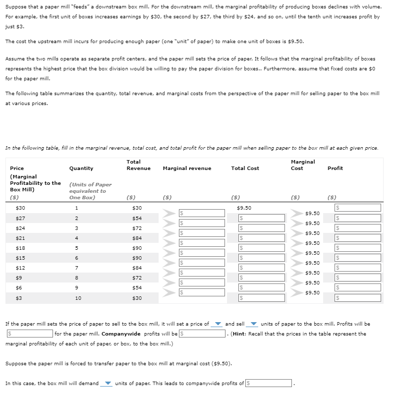 Solved Suppose that a paper mill "feeds" a downstream box