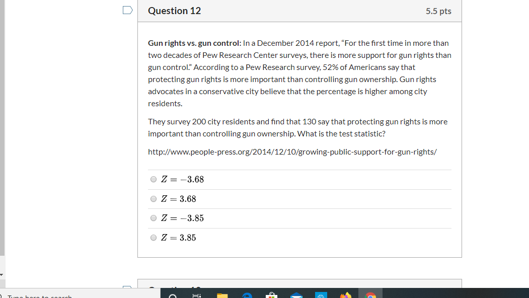 Solved Question 12 5.5 pts Gun rights vs. gun control In a