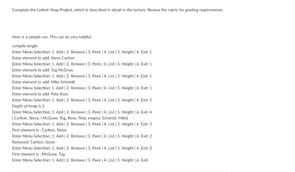 Solved Complete the Linked Heap Project, which is described