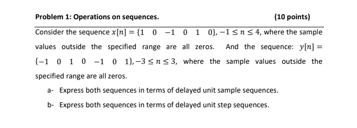 Solved Problem 1: Operations On Sequences. (10 Points) | Chegg.com