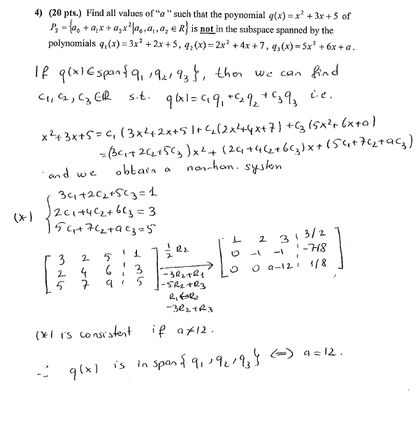 Solved 4 20 Pts Find All Values Of A Such That The