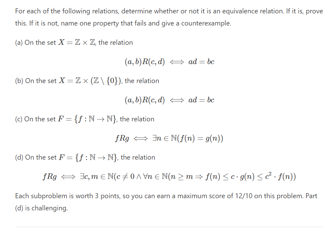 Solved For each of the following relations, determine | Chegg.com