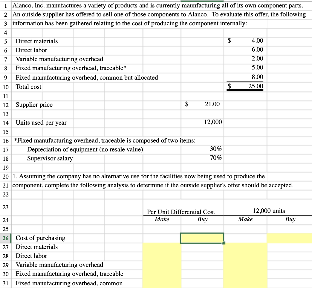 Solved 1 Alanco, Inc. manufactures a variety of products and | Chegg.com