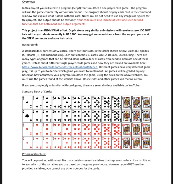 Solved Overview In this project you will create a program | Chegg.com