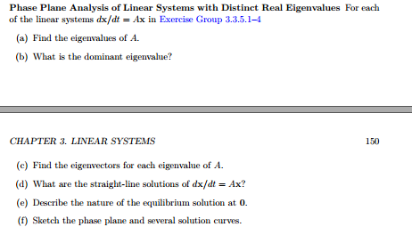 Solved Phase Plane Analysis of Linear Systems with Distinct | Chegg.com