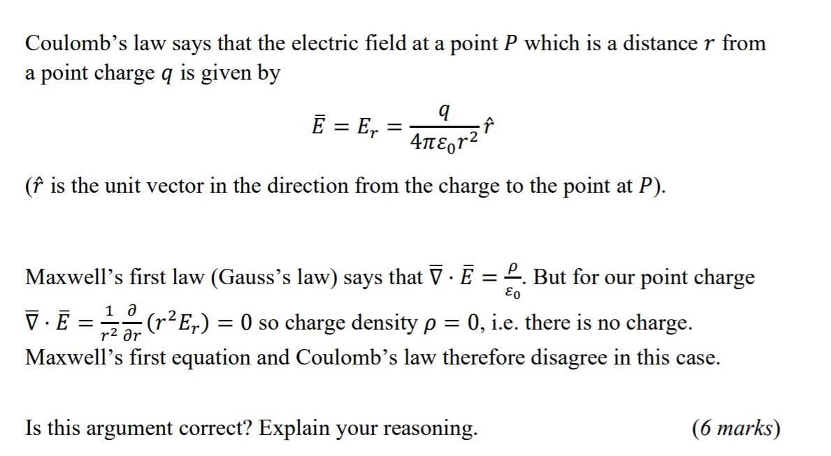 Solved Coulomb S Law Says That The Electric Field At A Po Chegg Com