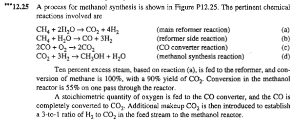 Solved (d) ***12.25 A Process For Methanol Synthesis Is | Chegg.com