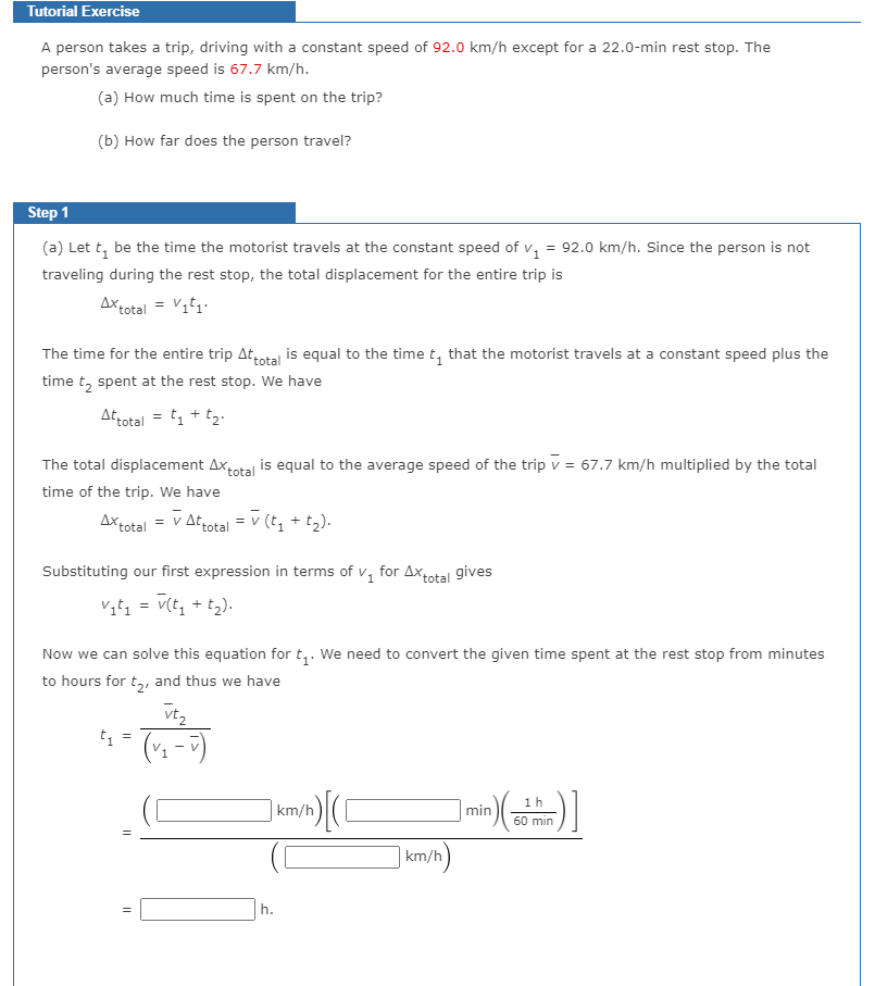 Solved Tutorial Exercise A Person Takes A Trip, Driving With | Chegg.com