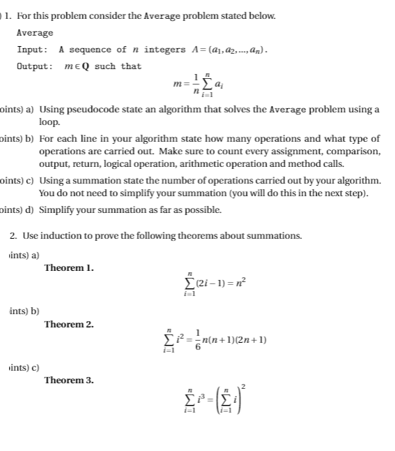 Solved 1. For this problem consider the Average problem | Chegg.com