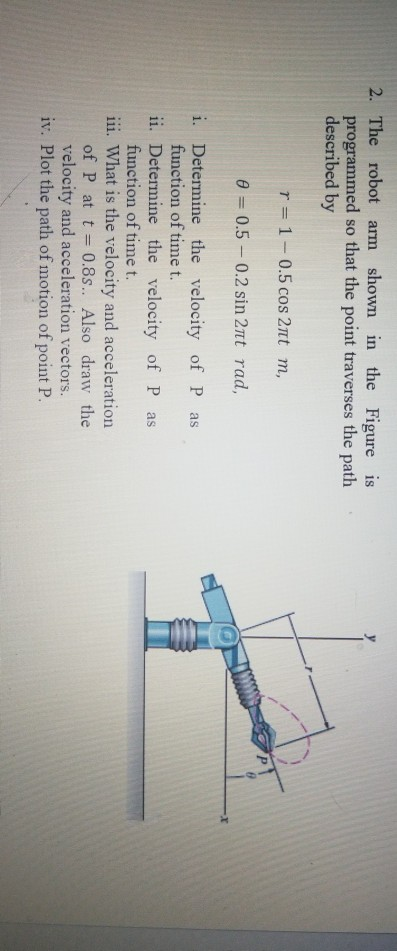 Solved 2. The robot arm shown in the Figure is programmed so | Chegg.com