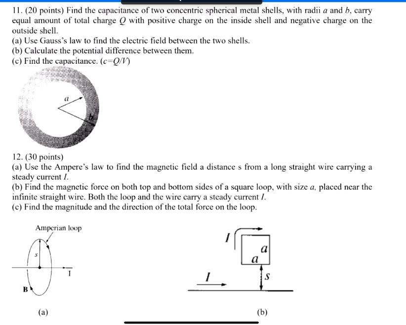 Solved 11. (20 points) Find the capacitance of two | Chegg.com