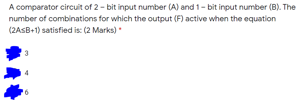 Solved A comparator circuit of 2 – bit input number (A) and | Chegg.com