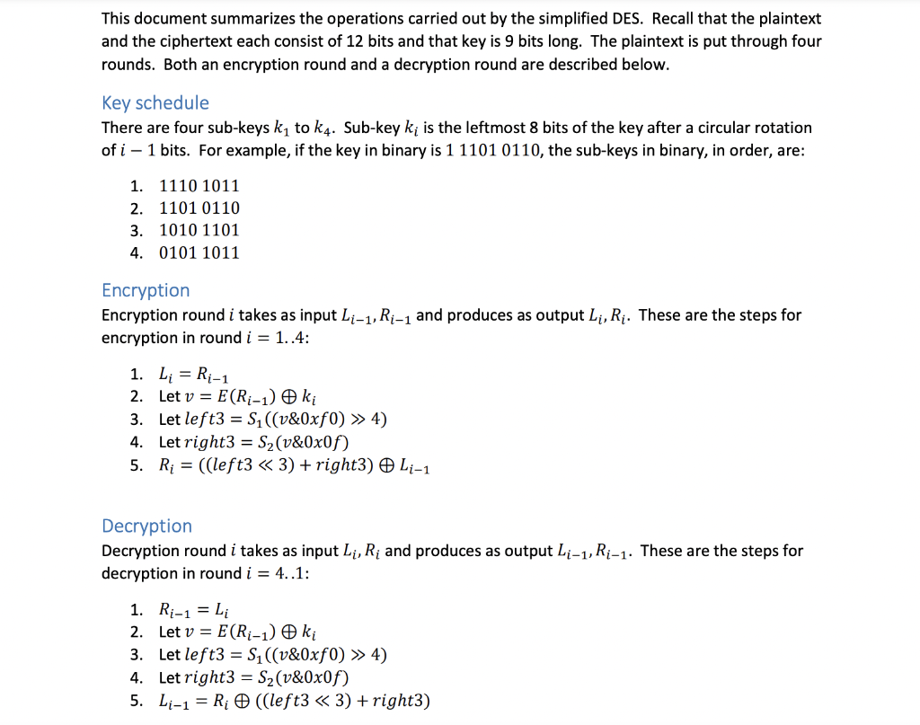 Solved [SDES implementation] Call this new | Chegg.com