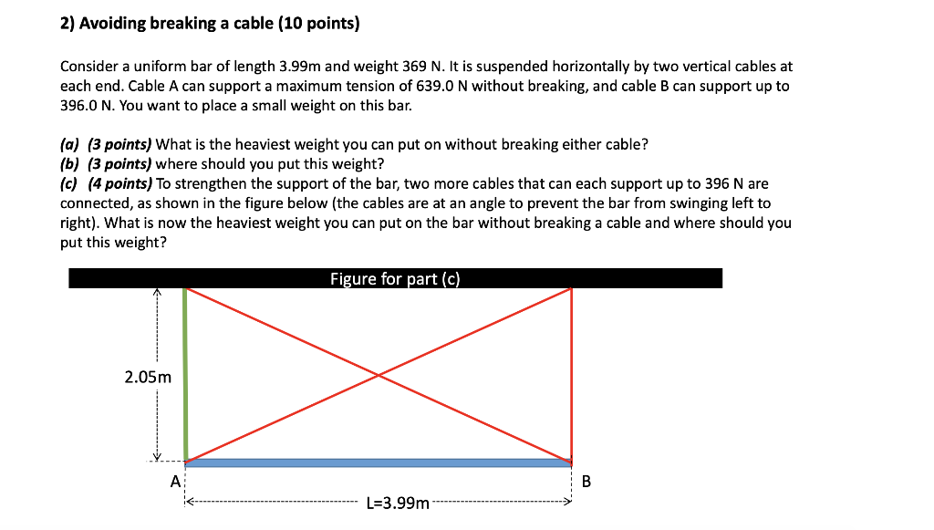 Solved 2 Avoiding Breaking A Cable 10 Points Consider Chegg Com