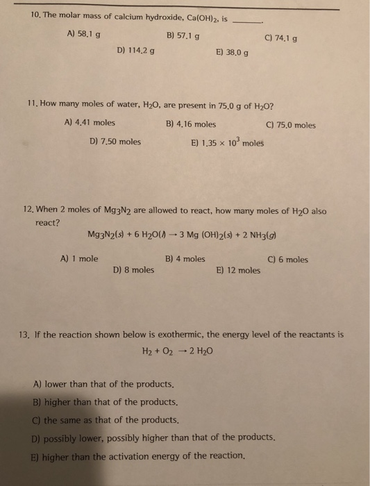 Ca Oh 2 Molar Mass