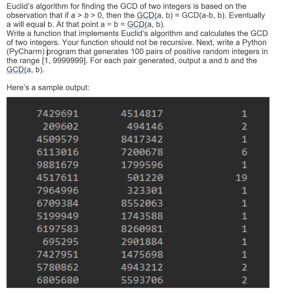 Solved Euclid's Algorithm For Finding The GCD Of Two | Chegg.com