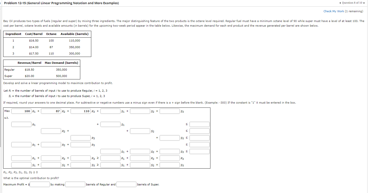 Solved Problem 12-15 (General Linear Programming Notation | Chegg.com