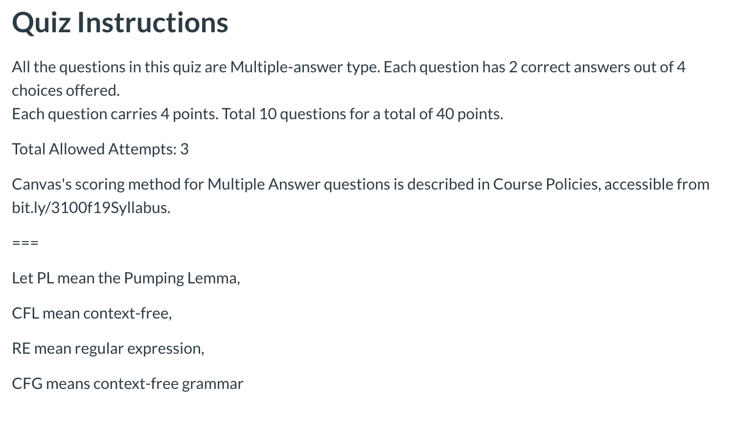 Quiz Instructions All the questions in this quiz are | Chegg.com