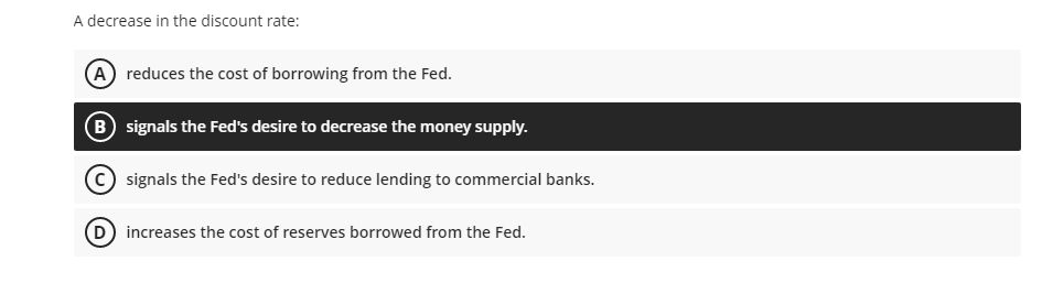 Solved A decrease in the discount rate: reduces the cost of | Chegg.com