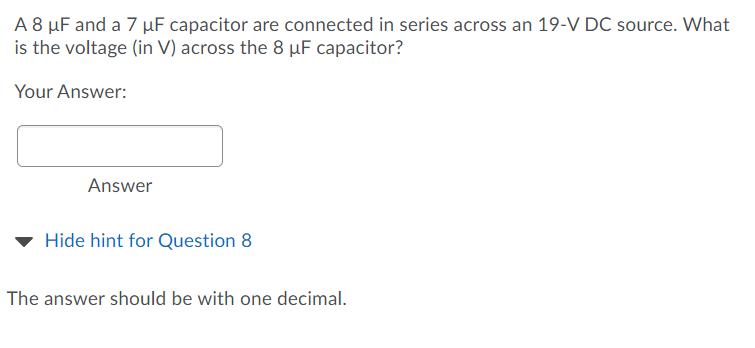 Solved A 8 uF and a 7 uF capacitor are connected in series | Chegg.com