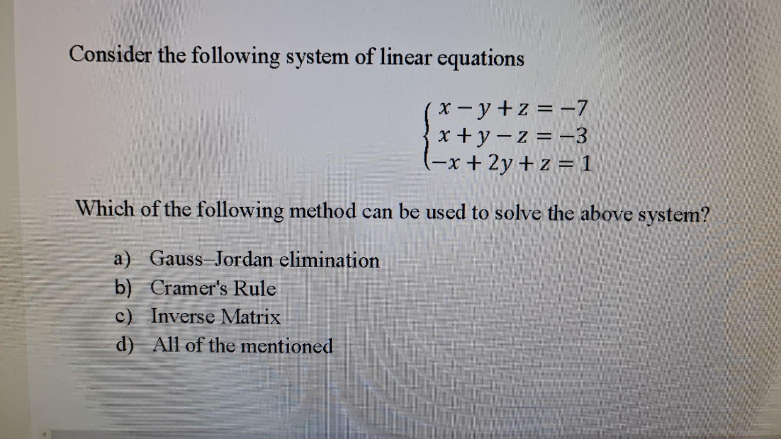 Solved Consider the following system of linear equations X-y | Chegg.com